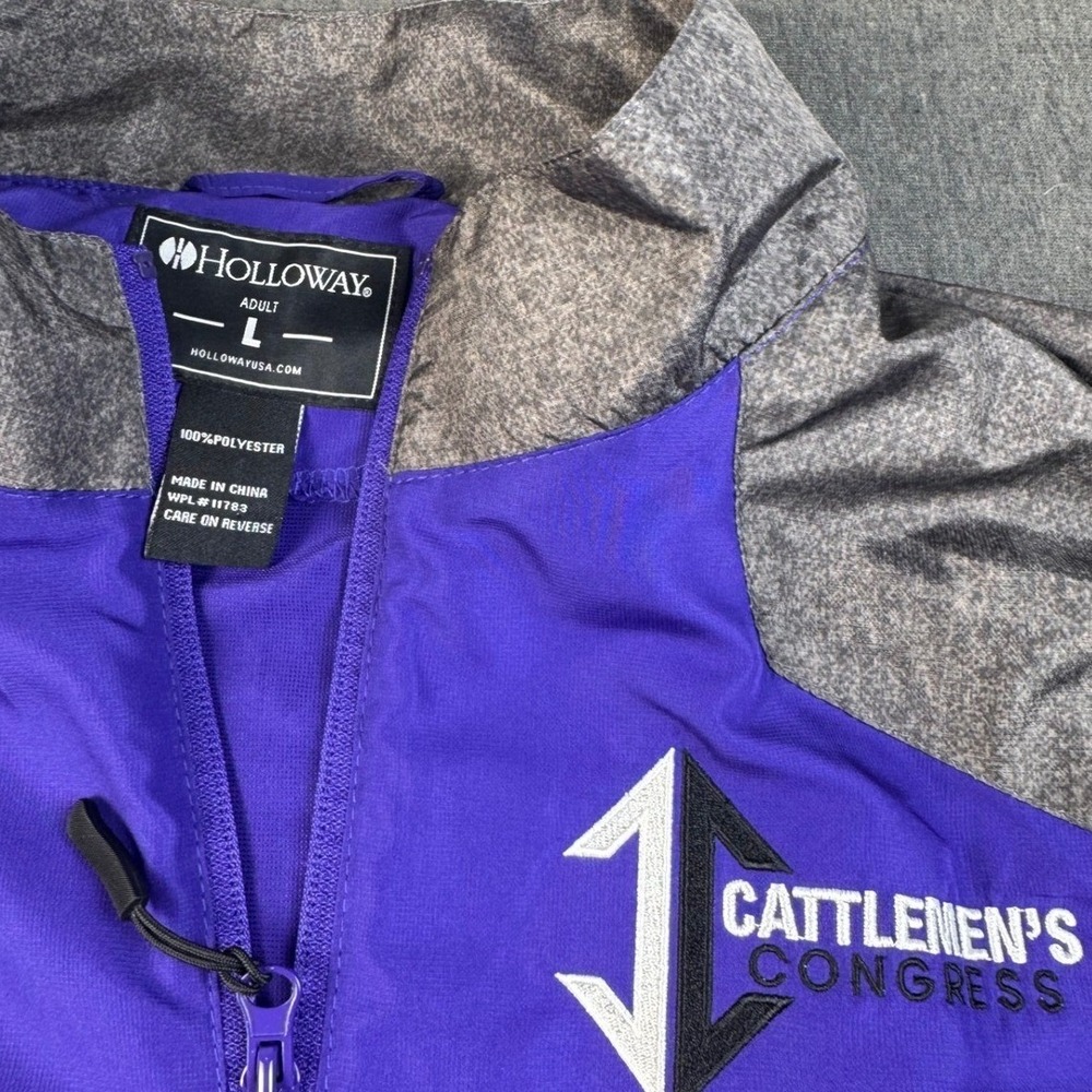 Holloway Cattlemens Congress Pullover Jacket Mens L Purple‎ Gray Quarter Zip